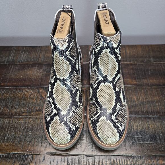 NEW Ariat Wexford Womens Size 6.5 B Medium Chelsea Boots Brown Snake Print - Picture 2 of 10